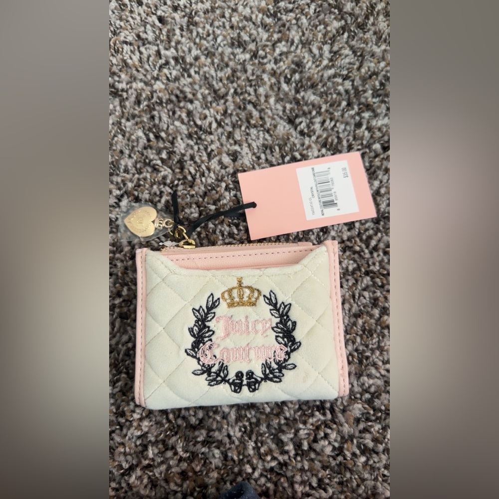 Juicy Couture Cream & Pink quilted wallet